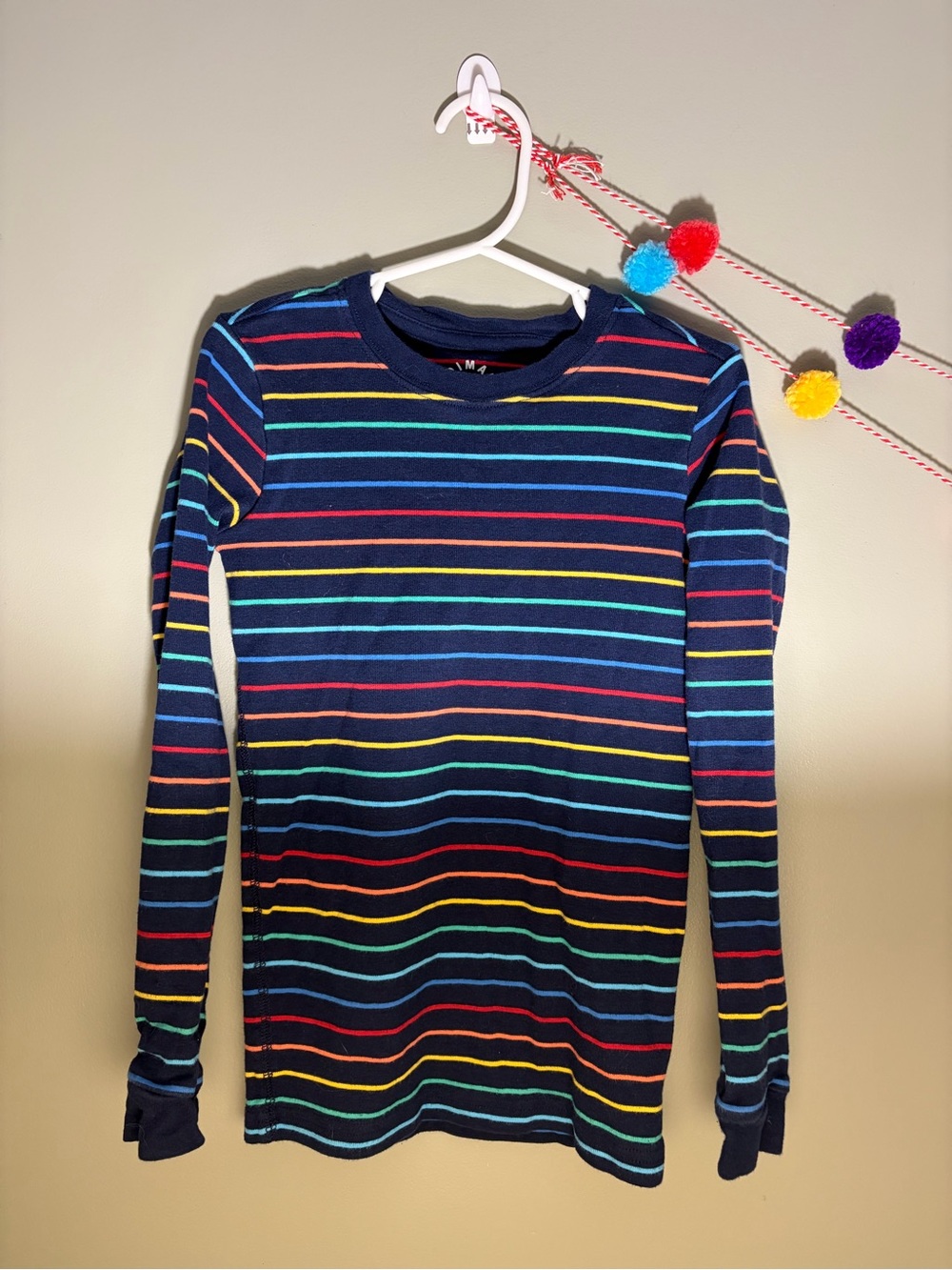 Primary rainbow stripe pajamas set